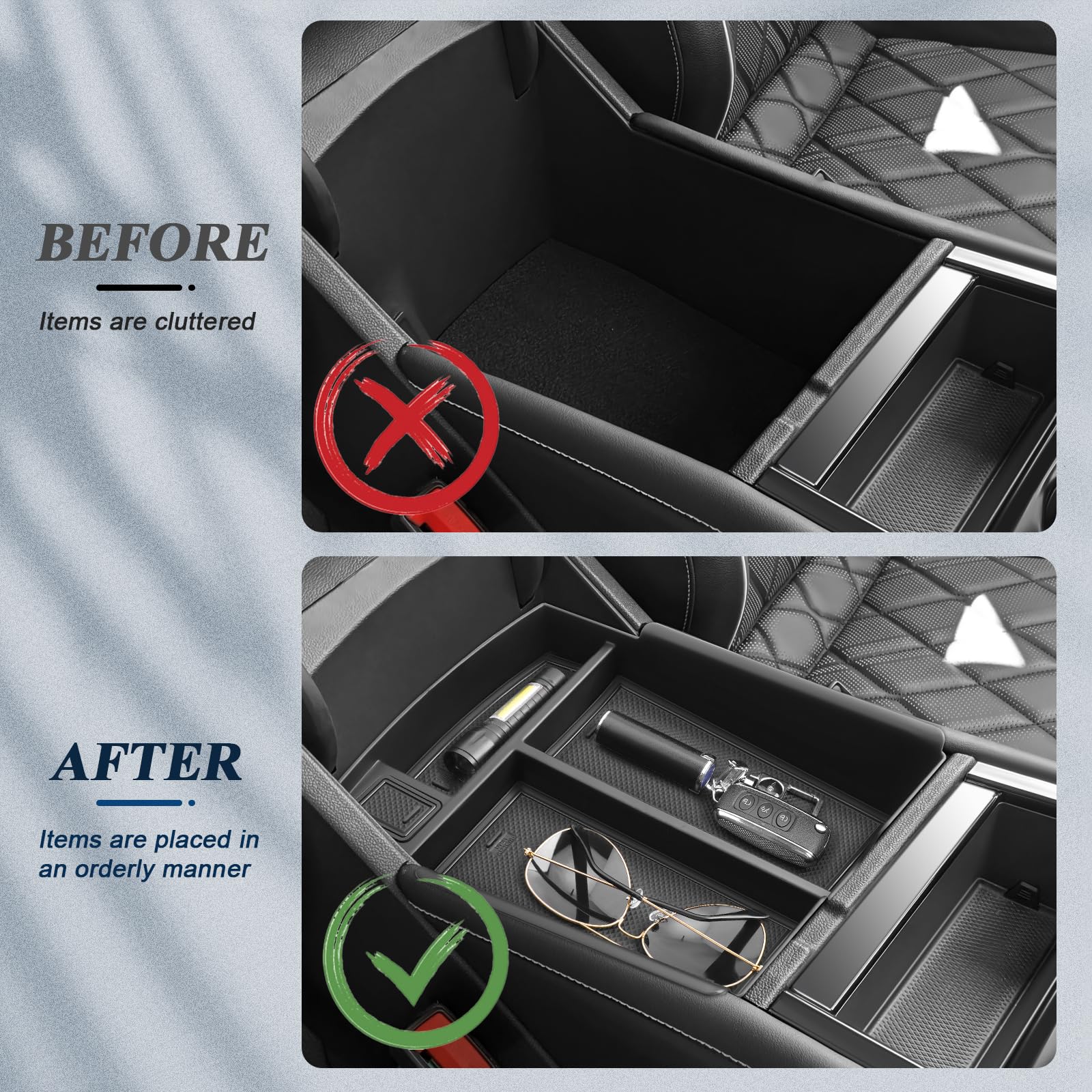 BIBIBO 2024 VW Atlas Center Console Organizer Tray - Custom Fit for 2024+ Volkswagen Atlas, Black Glove Box Insert & Storage Pallet - Perfect for Car Organization, Road Trips & Daily Commute