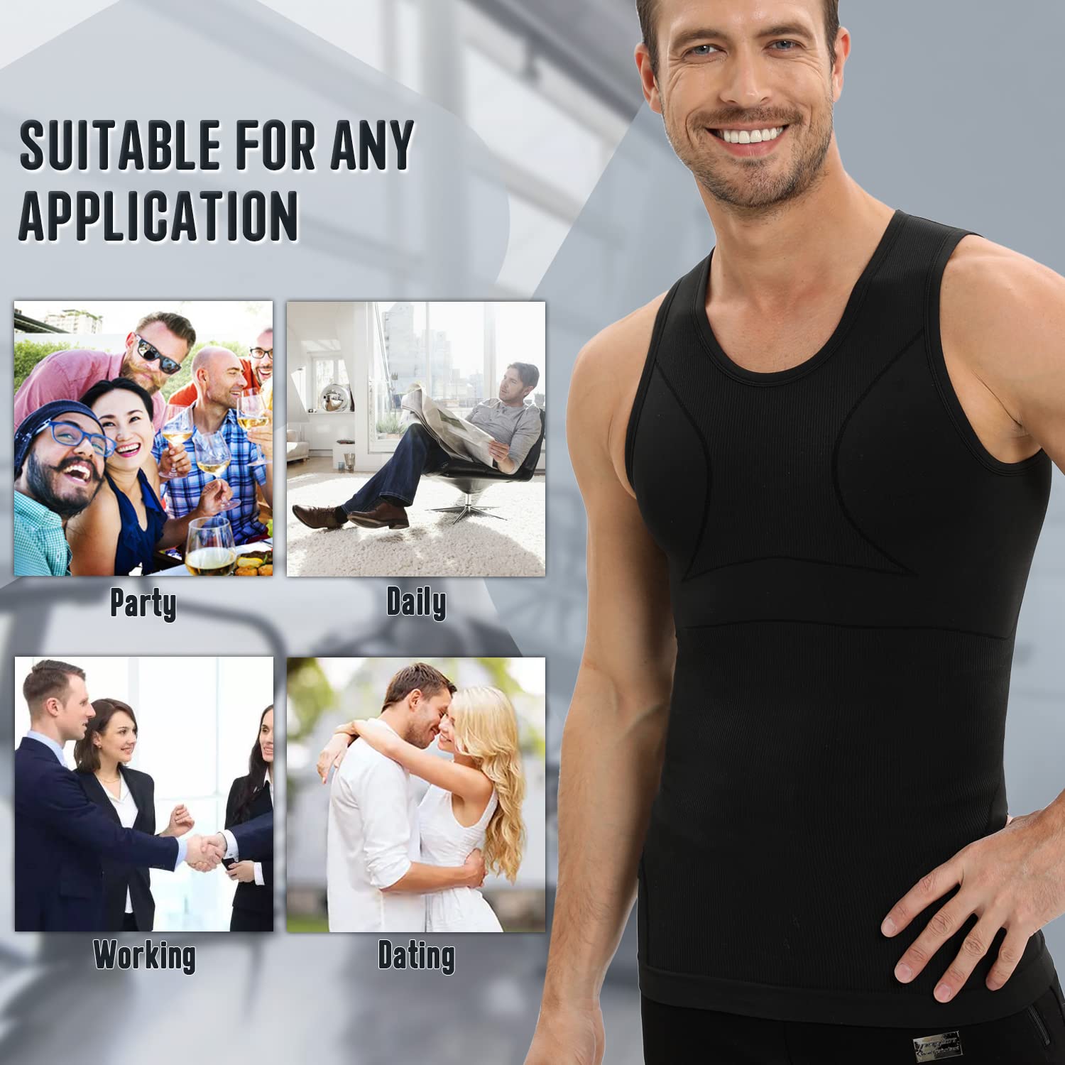 Men's Gynecomastia Compression Shirt - Slimming Tank Top Undershirt & Body Shaper Vest for Post-Surgery, Workout & Everyday Comfort