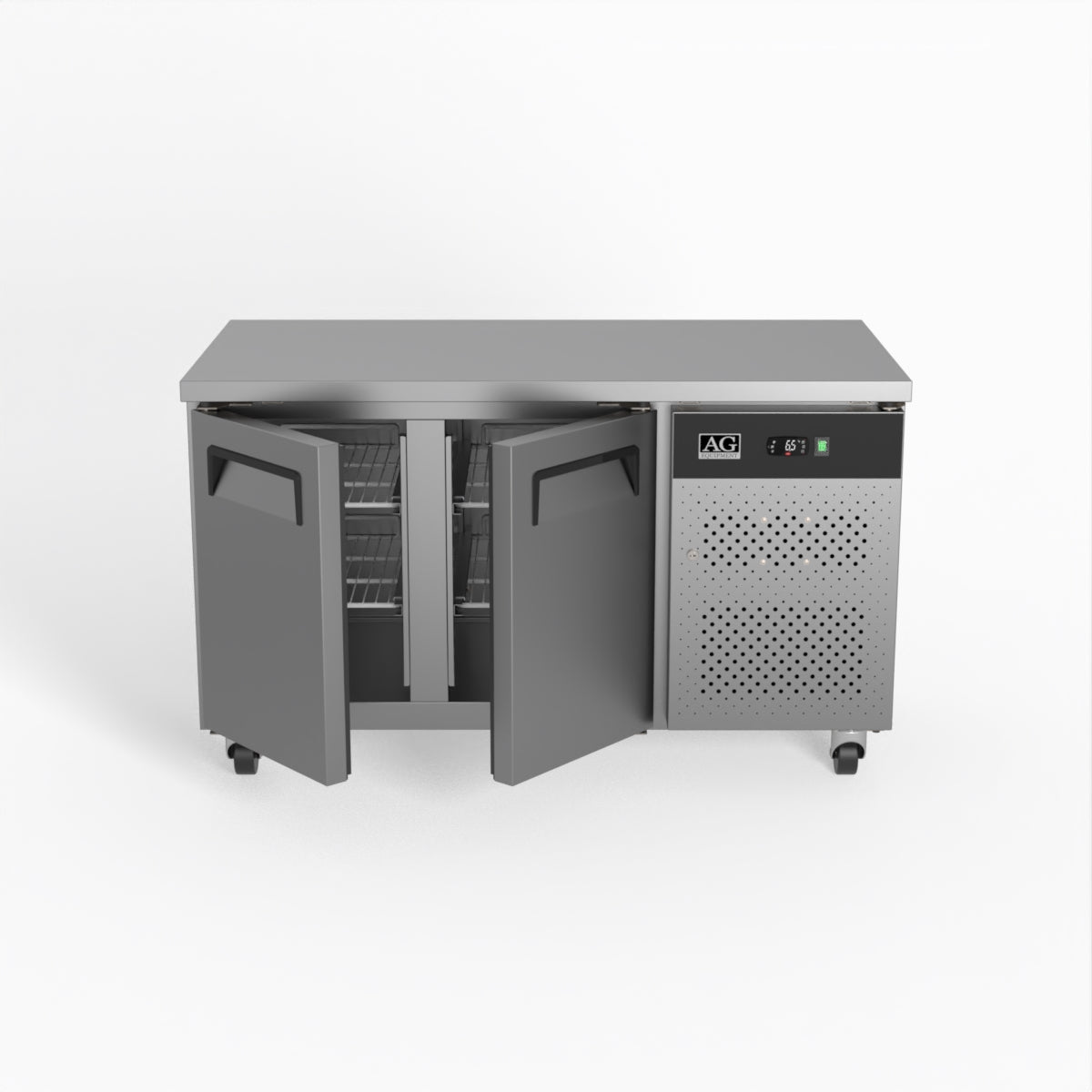 AG 2-Door Commercial Worktop Refrigerator - 700mm Depth Under Counter Fridge for Restaurants, Bars & Kitchens | Energy Efficient Stainless Steel Freezer