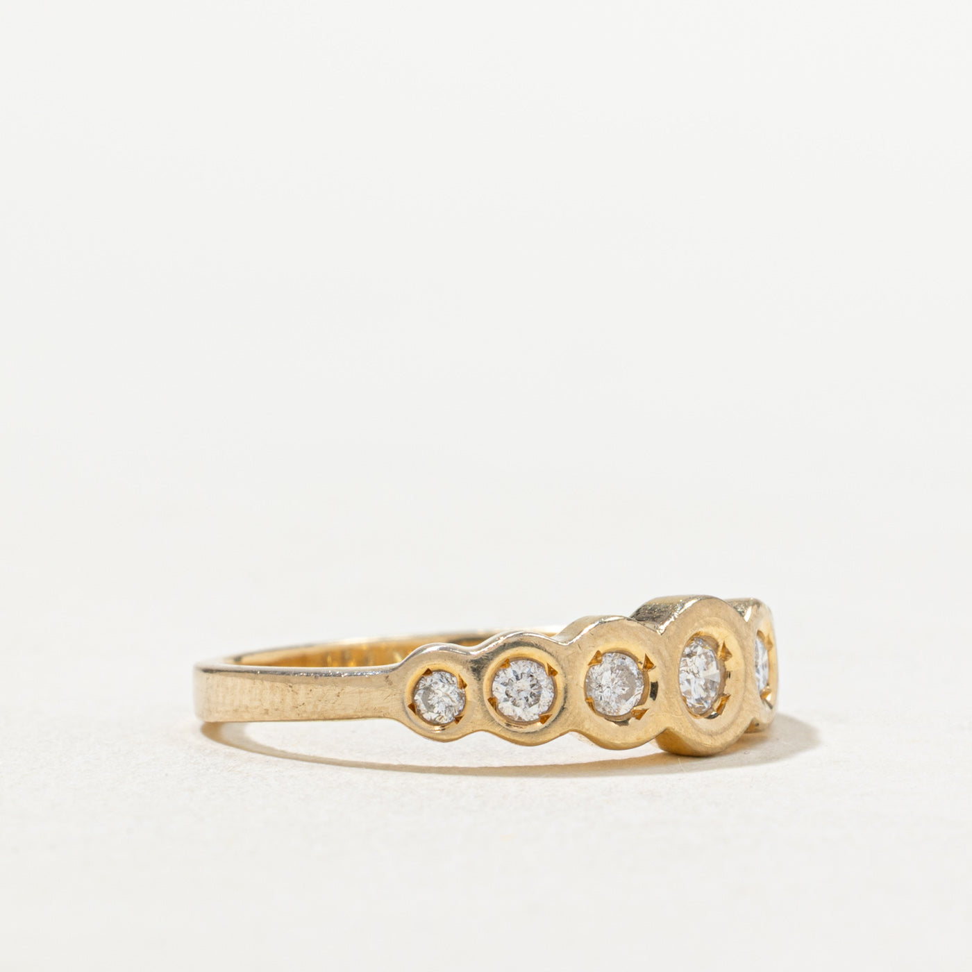Bezel Set Multi Diamond Wedding Band Ring - 0.23ctw Total Weight - Size 6 - Perfect for Engagement, Anniversary & Bridal Jewelry Gifts