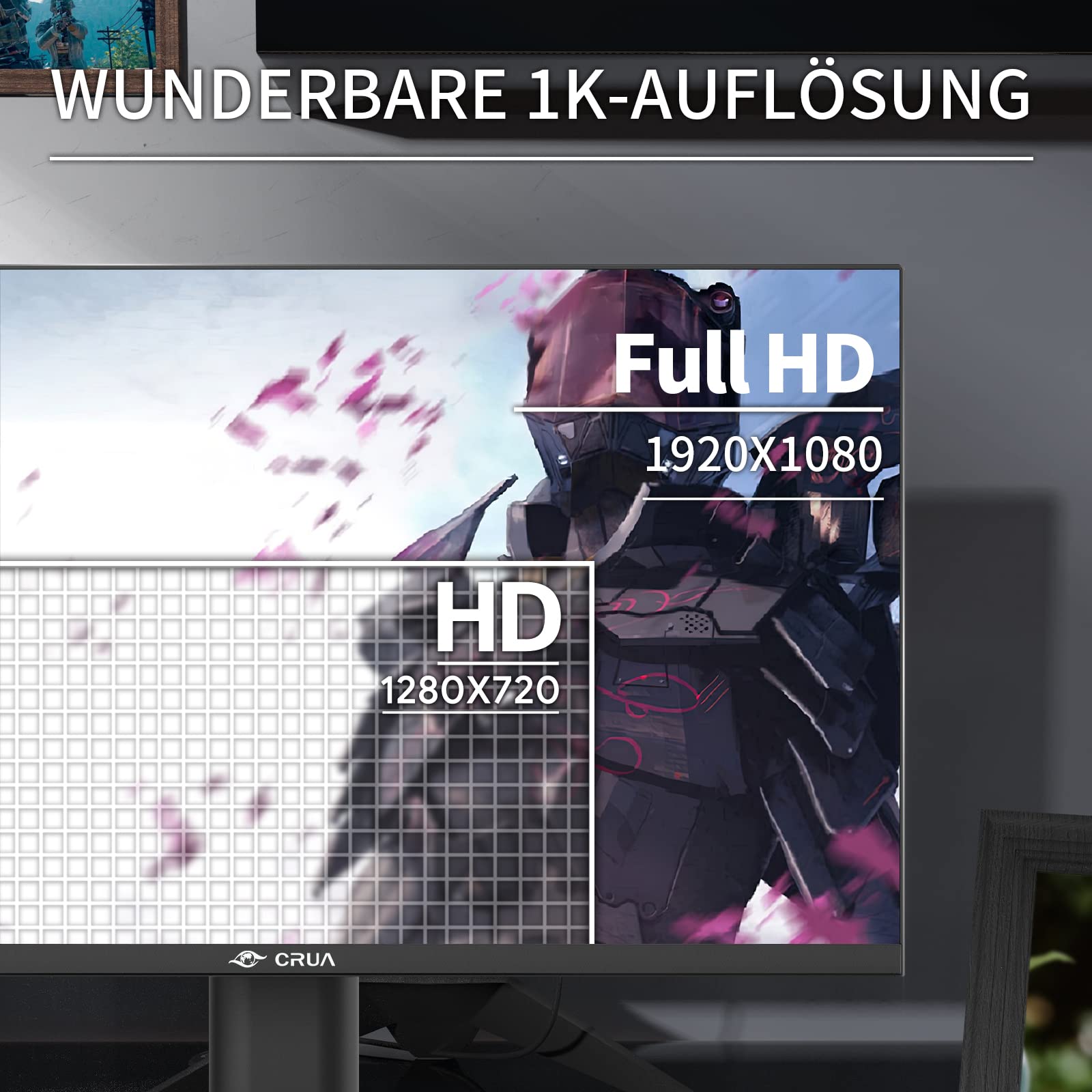 CRUA 27 Inch Gaming Monitor 144Hz/165Hz, Full HD 1080P Frameless PC Monitor, 1ms GTG Response, AMD FreeSync, 100% sRGB, Eye Care Technology, HDMI & DP Ports - Perfect for Esports, FPS Gaming & Home Office Setup