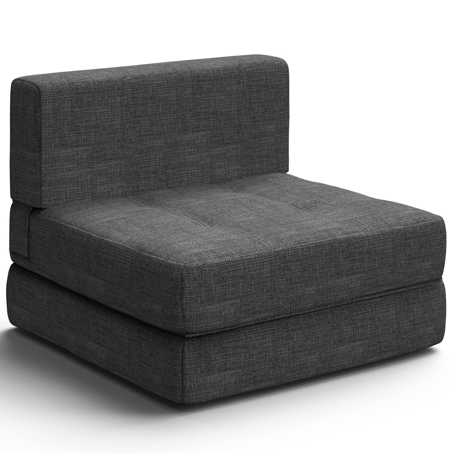 Aiho Convertible Sleeper Sofa Bed with Memory Foam - Modern Linen Fabric Futon Couch with Removable Cover - Space Saving Sofa Bed for Small Apartments, Living Rooms & Lofts - Dark Grey - Perfect for Guest Rooms, Home Offices & Studio Apartments