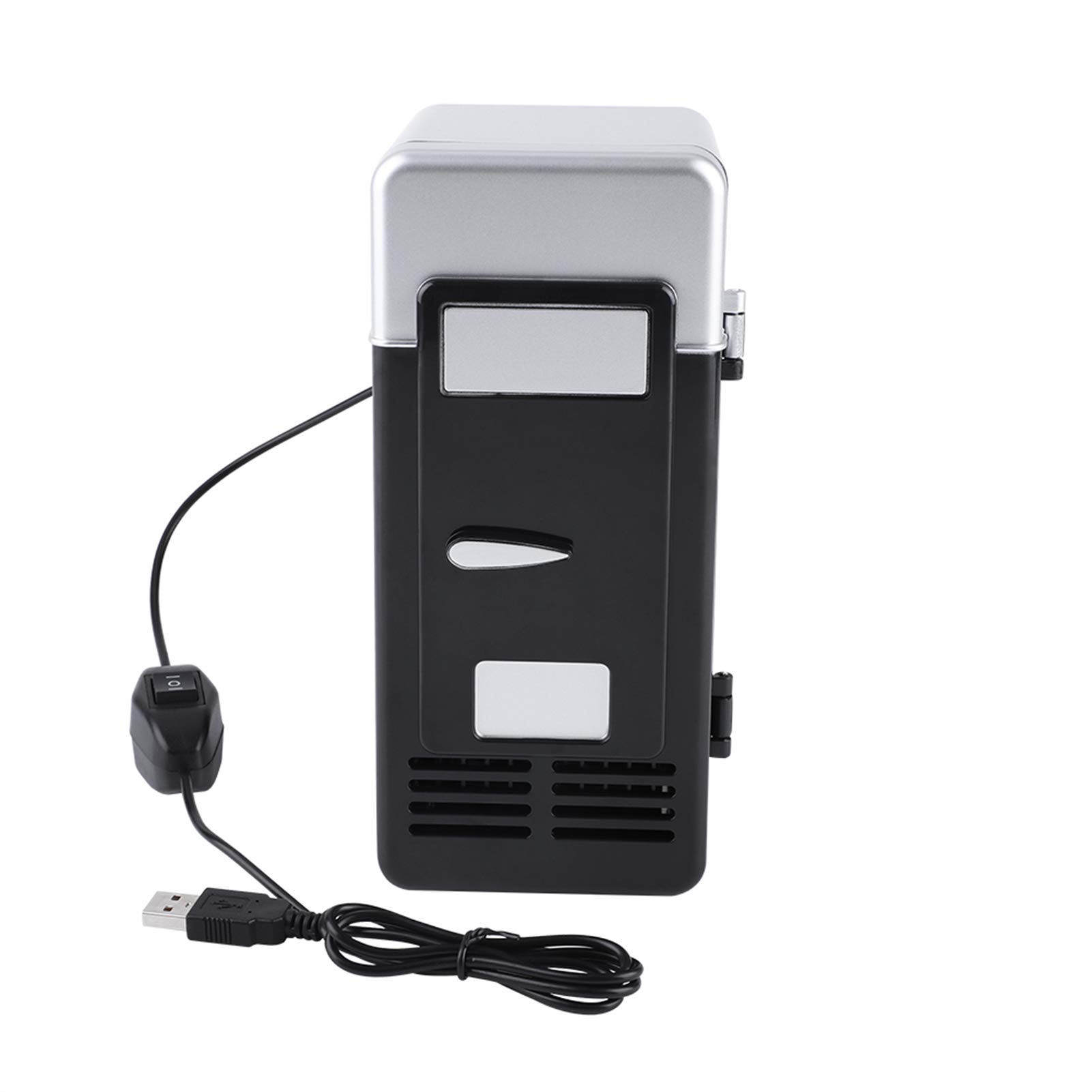 Mini USB Fridge with LED Light - Portable USB-Powered Cooler & Warmer for Soda Cans, Beverages, Cosmetics - Perfect for Office, Dorm, Car & Home Use (Black)