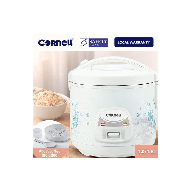 Cornell 1.8L Electric Rice Cooker with Steamer Basket - Small Kitchen Appliance for Perfect Rice, Grains & Vegetables | Ideal for Dorms, Apartments & Camping