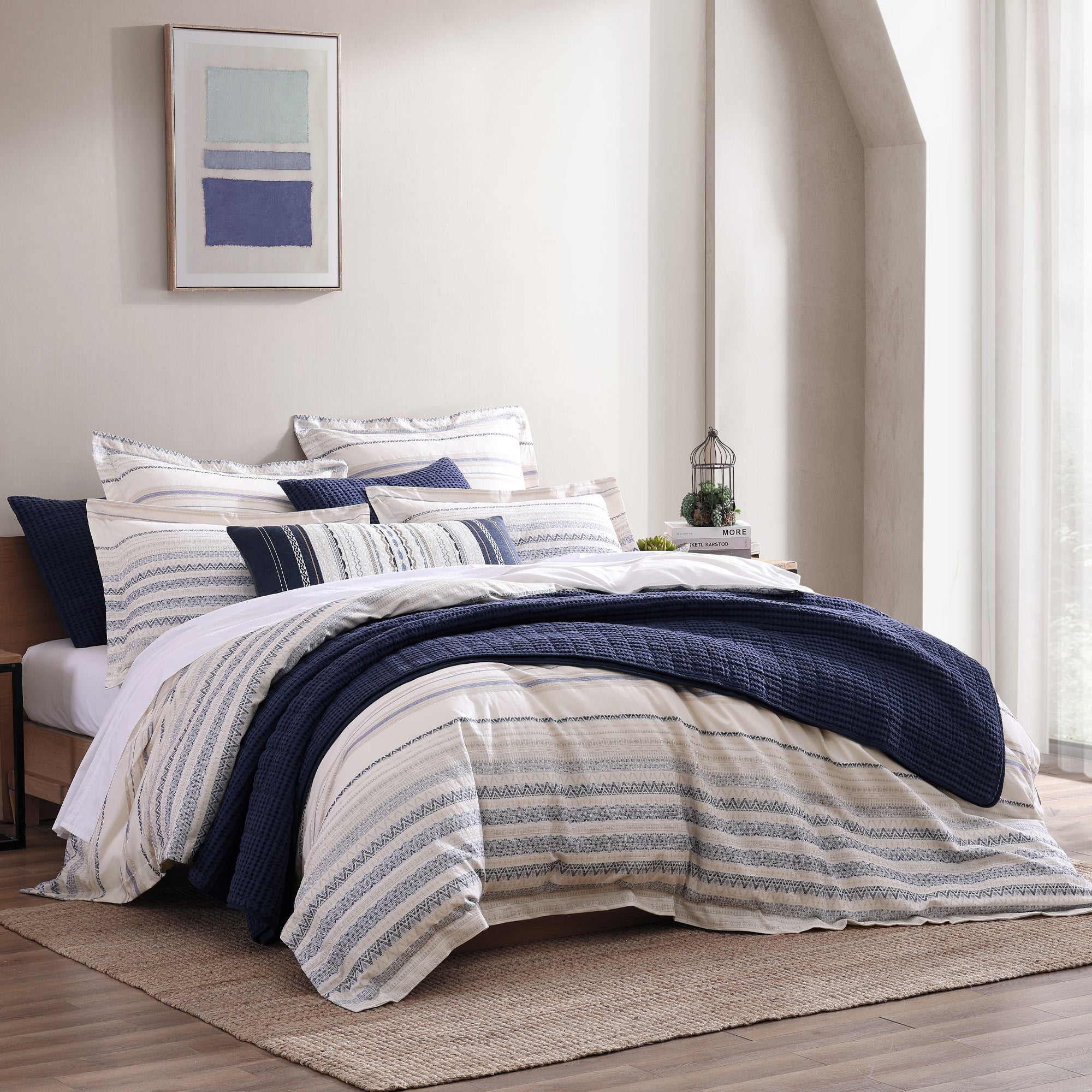 Premium Preston Duvet Cover Set - Soft & Breathable Bedding Set with Zipper Closure - Perfect for Master Bedroom, Guest Room & Dorm Decor (Queen Size, Grey)
