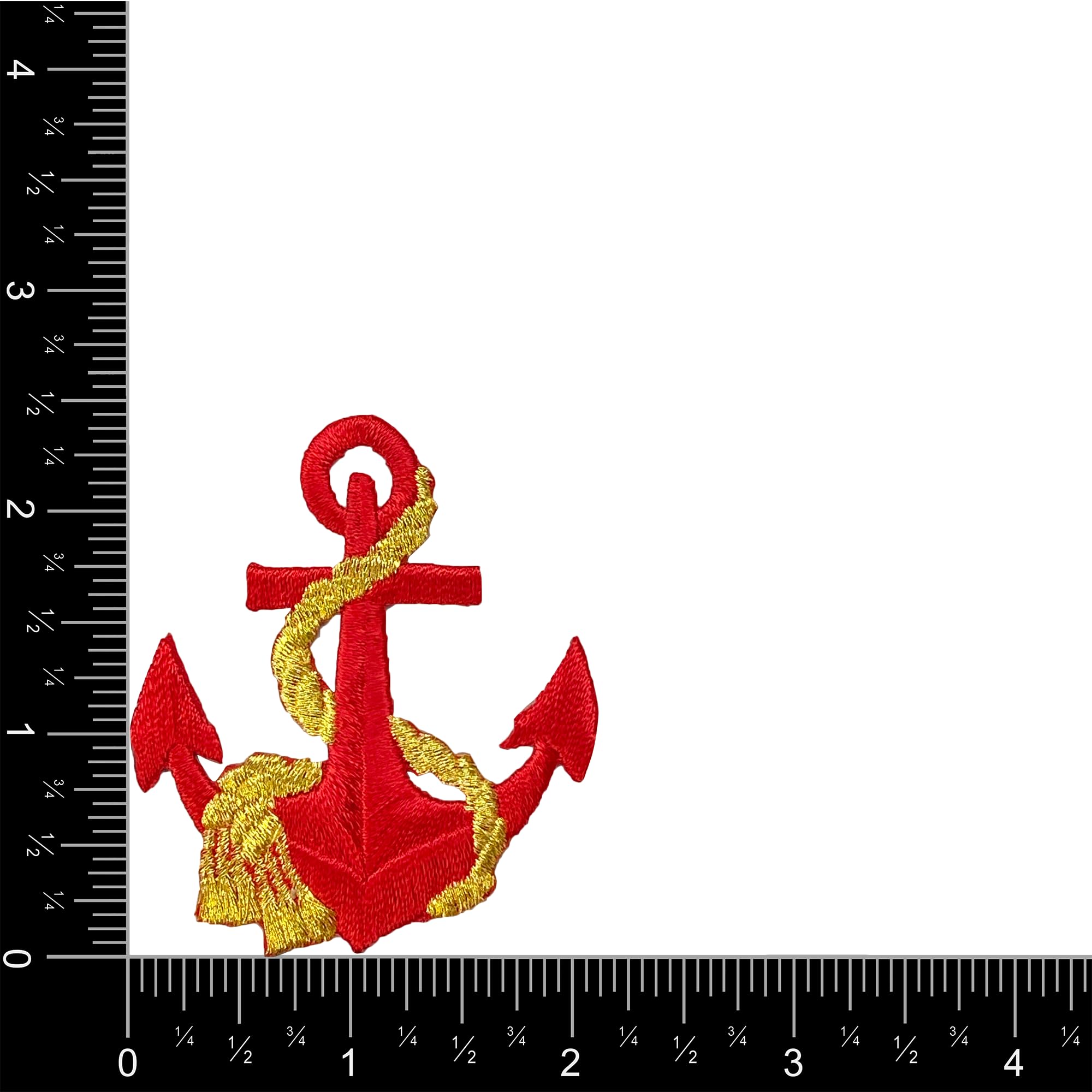 Anchor Iron On Patch - Nautical & Seafaring Embroidered Applique (Red Anchor with Gold Rope) for Jackets, Hats, Bags & DIY Crafts