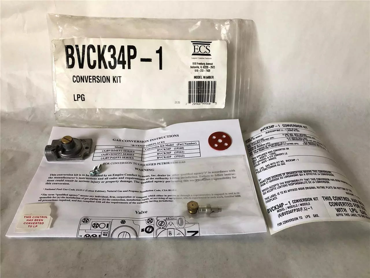 White Mountain Hearth BVD34 Millivolt NG to LP Conversion Kit - Natural Gas to Propane Adapter for Fireplace & Stove - Perfect for Home Heating & Outdoor Use