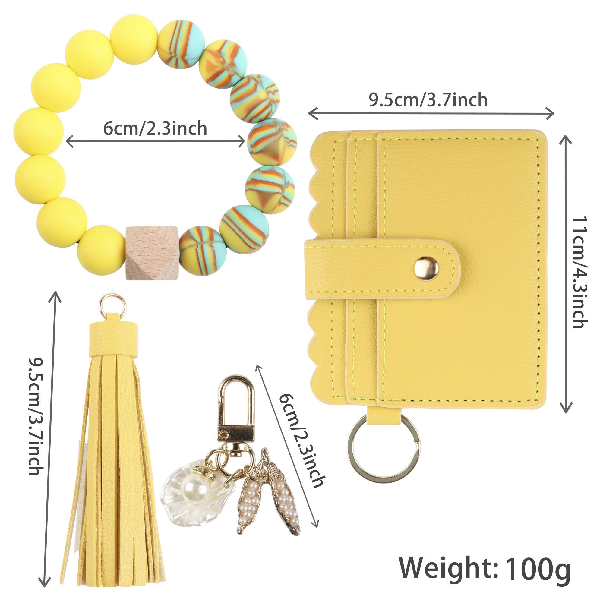 Guran Women's Wristlet Wallet Bracelet with Keychain - RFID Blocking Card Holder Purse & Tassel Key Ring Bangle - Perfect for Travel, Shopping, and Everyday Use