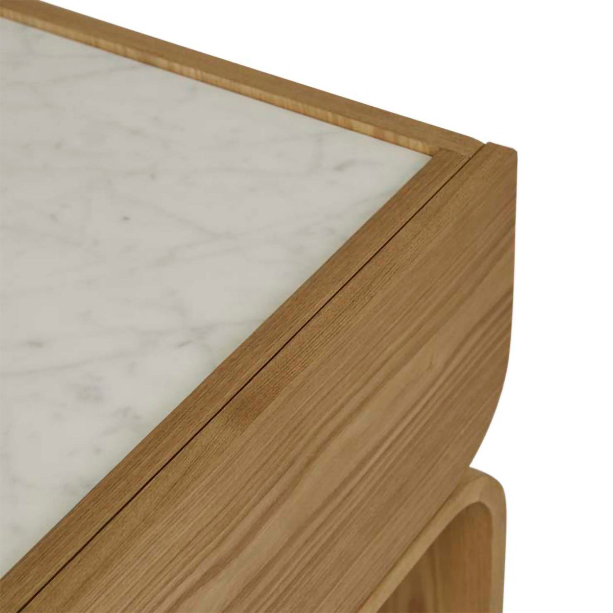 Artie Arc Marble Bedside Table - Modern Nightstand with Marble Top & Wooden Legs for Bedroom, Living Room, or Office - Perfect for Storing Books, Lamps & Bedroom Essentials