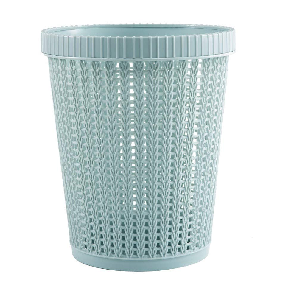 UWEL Hollow Trash Can with Built-in Trash Bag Storage - Creative Waste Basket for Home, Kitchen, Bedroom & Living Room - Blue Garbage Bin for Easy Waste Disposal & Organization (Perfect for Small Spaces & Pet Owners)