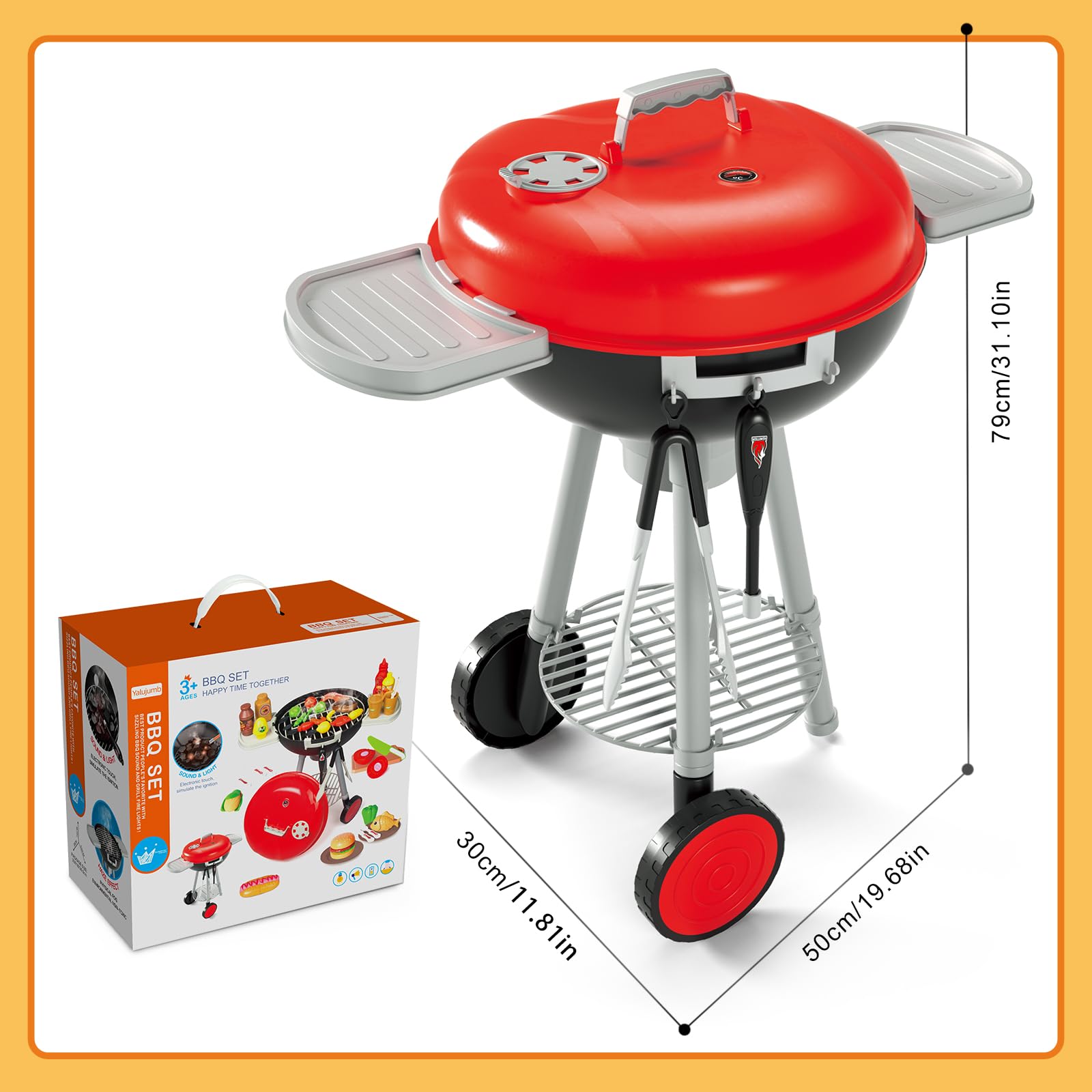 79PCS Kids BBQ Grill Playset with Realistic Spray, Light & Sound - Interactive Kitchen Toy for Toddlers & Preschoolers - Perfect Christmas Birthday Gift for Boys & Girls - Outdoor Pretend Play & Role-Playing Fun