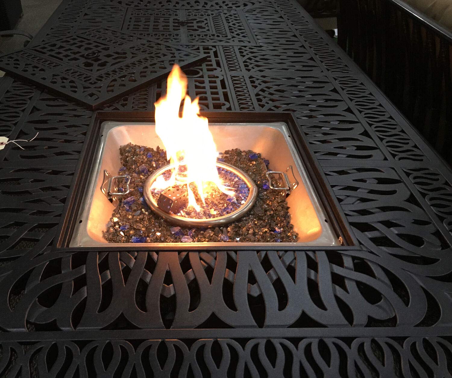 9-Piece Outdoor Fire Pit Dining Set with Swivel Barstools & Cast Aluminum Wicker Table - Patio, Backyard, Garden Furniture for Entertaining & Relaxation