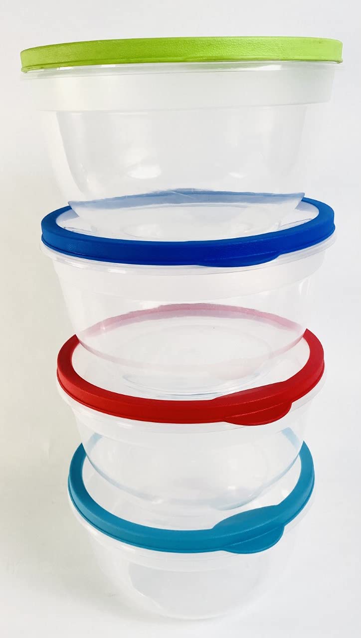 Airtight Food Storage Containers with Rubber-Sealed Lids - 7 Inch Round 1.9 Quart (4 Pack) - Perfect for Meal Prep, Leftovers & Pantry Organization