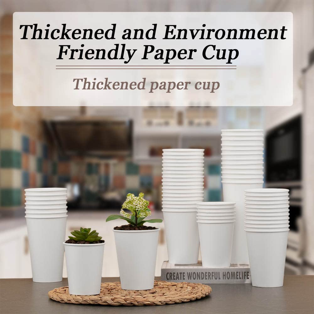 Lamosi 300 Pack 8 oz Disposable Paper Cups - White Hot & Cold Beverage Drinking Cups for Coffee, Tea, Juice, Water - Ideal for Office, Party, Home, Travel & Outdoor Events