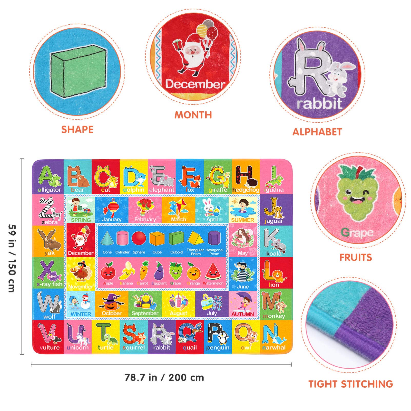 Kids Foam Puzzle Play Mat - Colorful Alphabet & Shapes Educational Rug for Classroom, Playroom & Bedroom | Non-Slip Exercise Mat for Toddler Learning & Playtime Activities