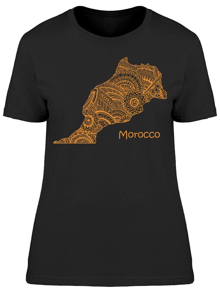 Smartprints Morocco Map T-Shirt for Women - Trendy Travel & Adventure Tee for Casual Wear & Vacation Outfits