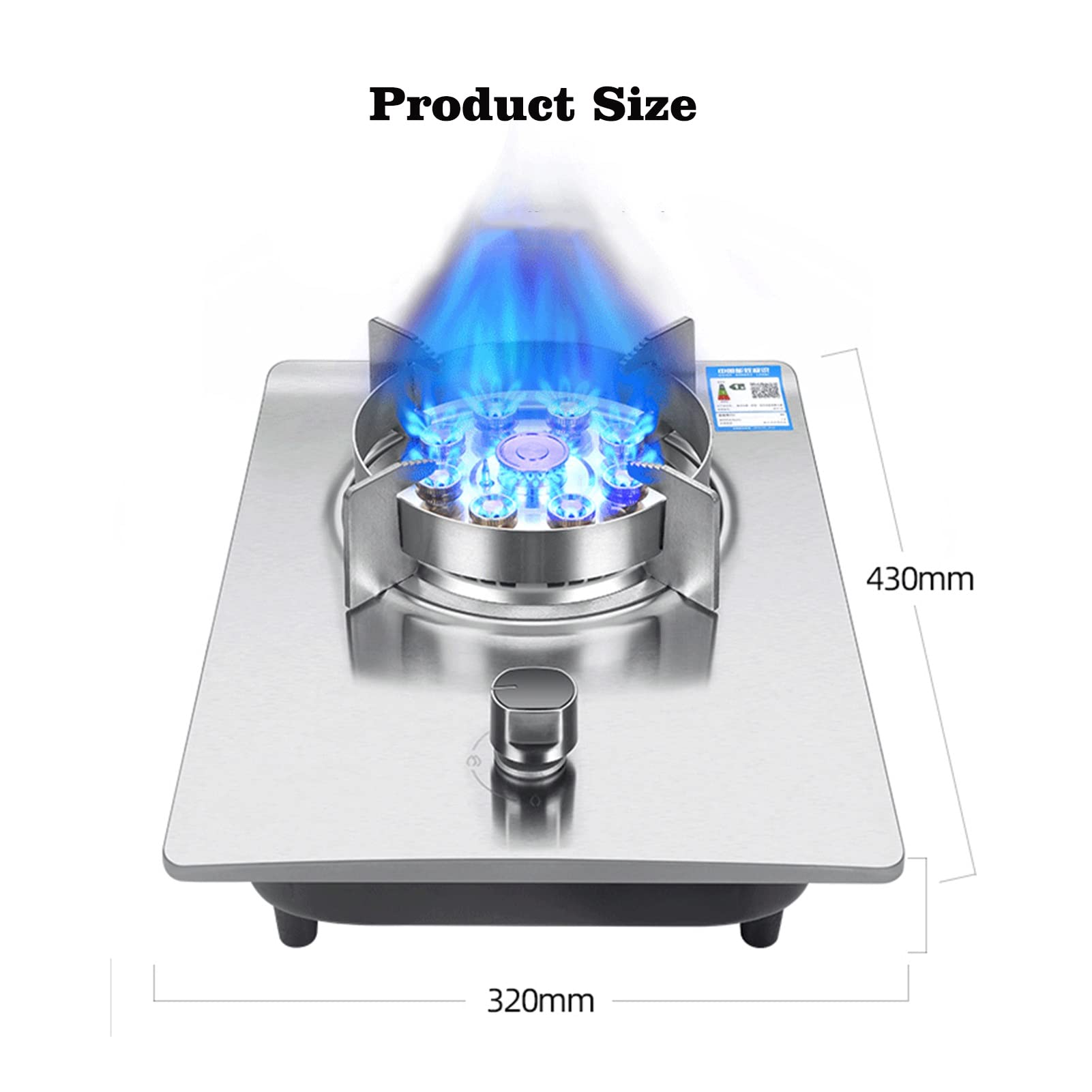 CHALKE 7.2KW Single Burner Gas Cooktop with 9-Chamber High Flame - Silver Tempered Glass & Cast Iron Pot Holder - Flameout Protection for Home Kitchen (Natural Gas) - Perfect for Small Spaces, Apartments & Outdoor Cooking