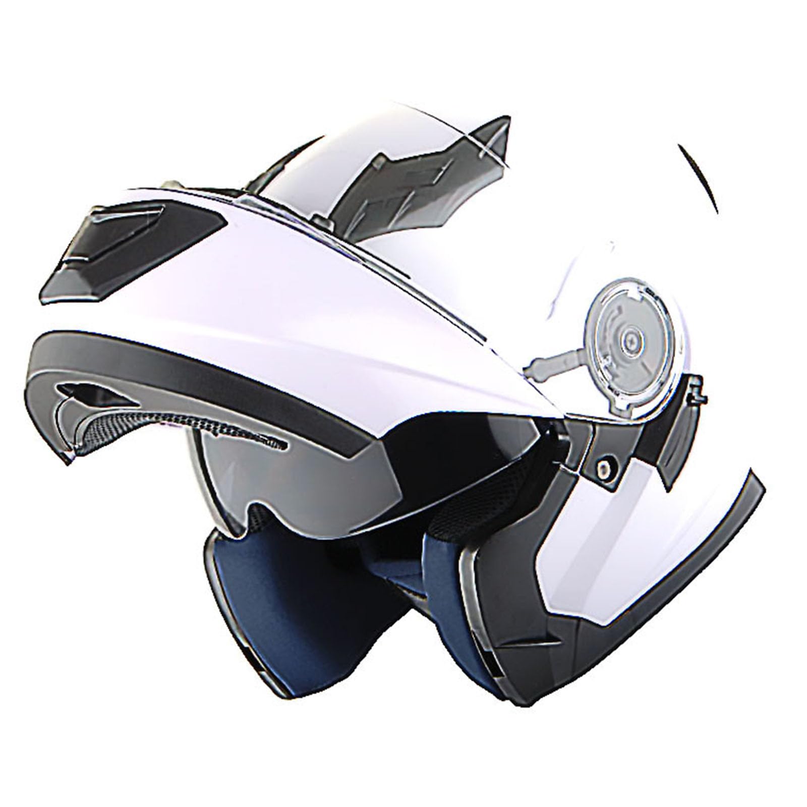 1Storm Modular Full Face Motorcycle Helmet with Dual Visor & Rechargeable LED Tail Light - Glossy White - DOT Approved for Safe Riding - Perfect for Street Bikes, Cruisers & Commuting