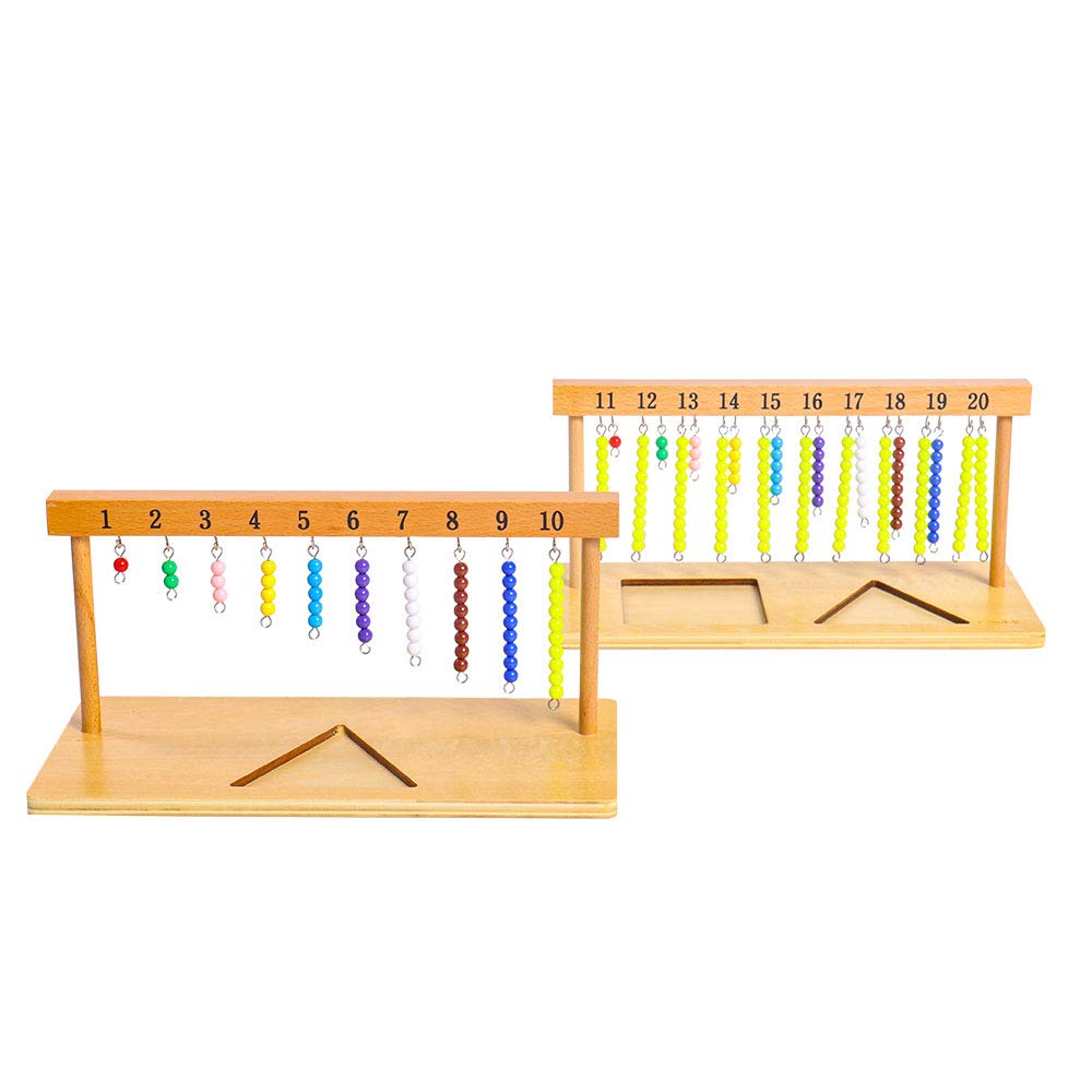 Montessori Math Toys for Toddlers 1-20 - Colorful Bead Stairs & Hanger with Counting Beads | Preschool Learning Tools & Educational Materials | Perfect for Homeschooling & Classroom Math Activities