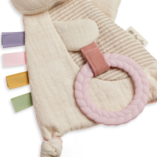 Bitzy Crinkle Sensory Toy with Teether - Soft Baby Chew Toy for Teething Relief & Tactile Stimulation - Perfect for Infants & Toddlers to Explore Textures & Soothe Gums