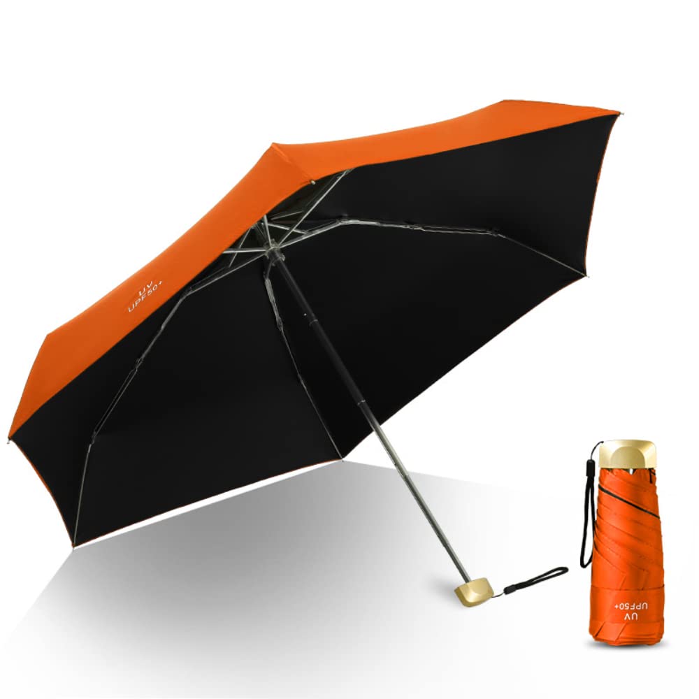 MIEDEON Ultra Light Mini Six Bone Umbrella - Compact Folding Travel Umbrella for Men & Women, Windproof & UV Protection, Perfect for Rainy Days, Sunny Weather & Outdoor Activities (Black, Clear)