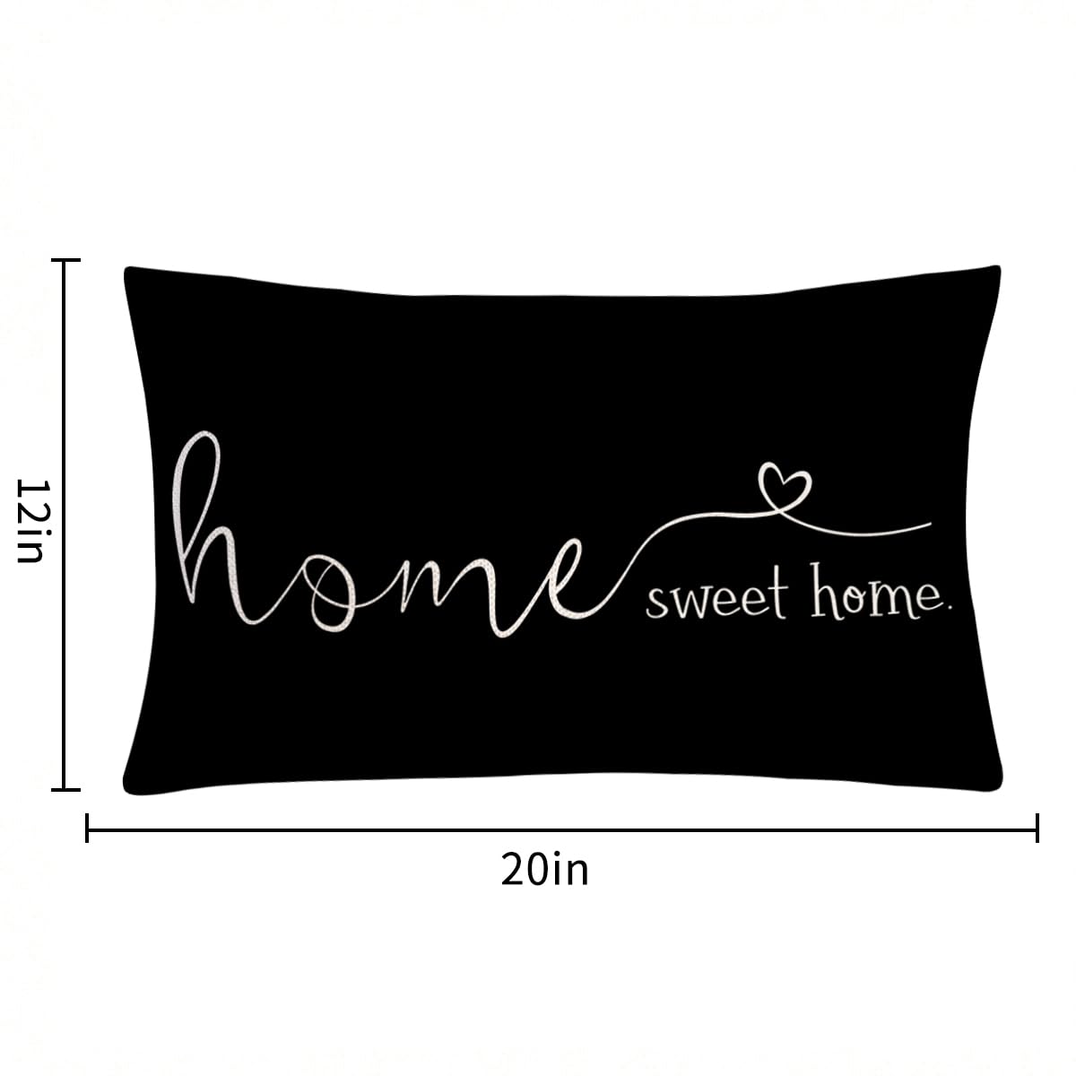 Farmhouse Style 'Home Sweet Home' Quotes Decorative Throw Pillow Covers 12x20 Inch - Black Cotton Linen Cushion Case for Sofa, Bed, Living Room - Perfect Housewarming Gift & Cozy Home Decor
