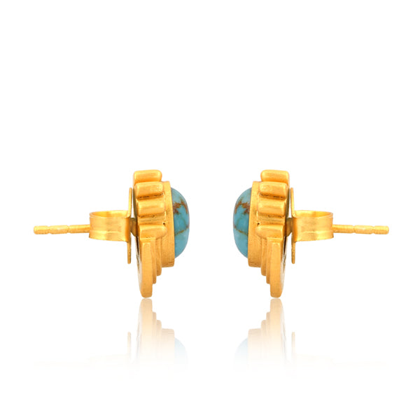 Santorini Sunset Stud Earrings - Turquoise Blue Gemstone Jewelry for Women | Perfect for Beach Weddings, Vacation Accessories & Boho Fashion