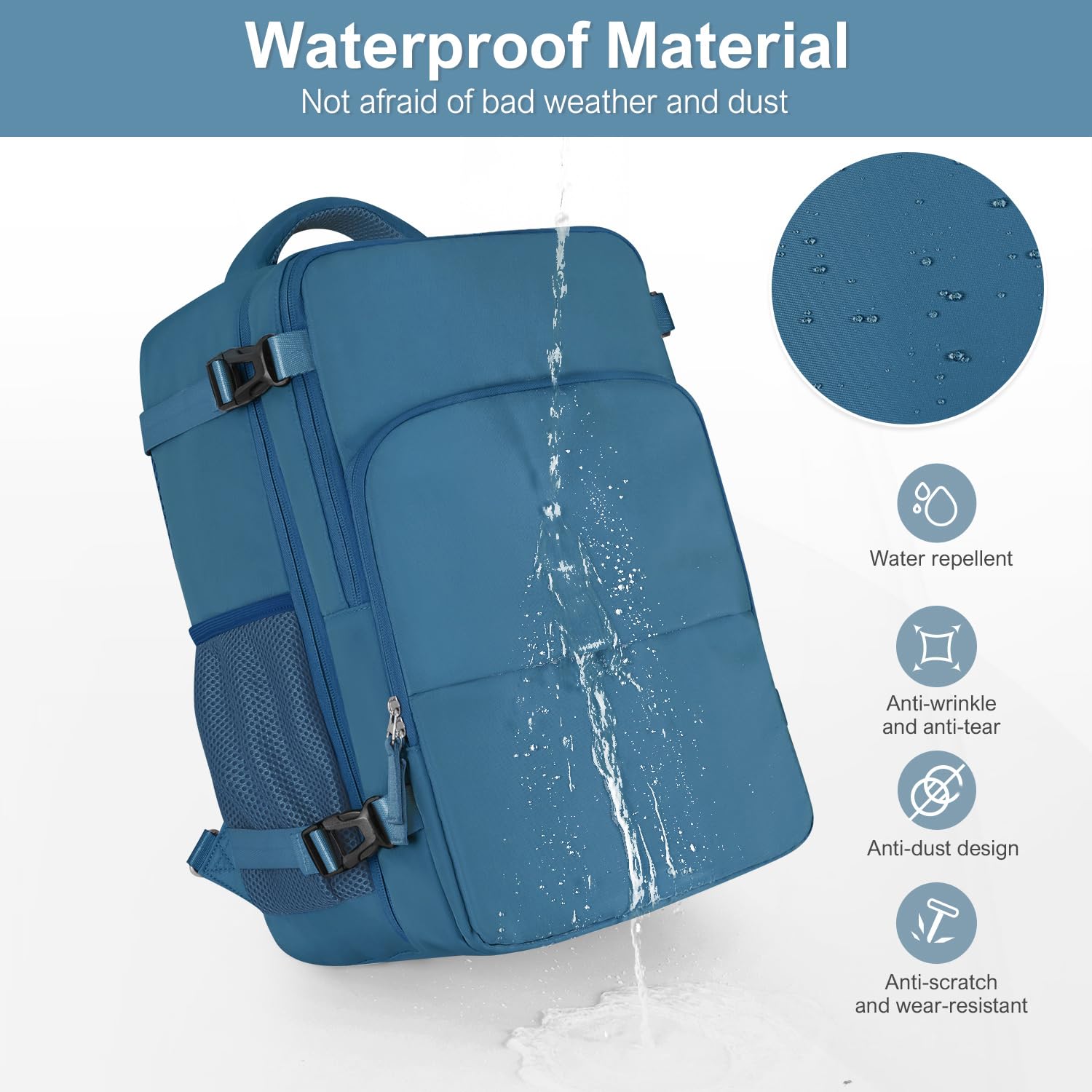 TSA Approved 17.3 Inch Waterproof Laptop Backpack for Travel - Multi-Pocket Carry On Flight Backpack for Men & Women (Deep Blue) - Perfect for Business Trips, College Students & Weekend Getaways