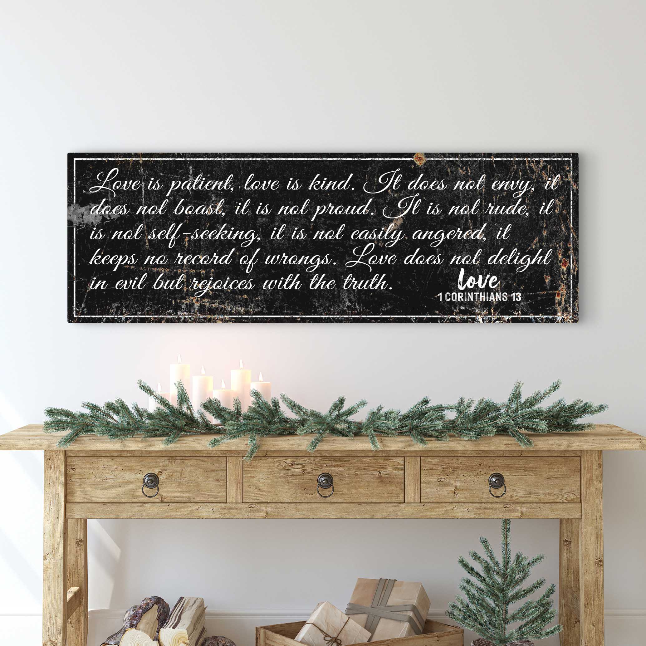 1 Corinthians 13: 'Love Is Patient' - Rustic Christian Wall Art Decor, Inspirational Scripture Sign for Home, Church & Office - Perfect for Living Room, Bedroom & Faith-Based Gifts