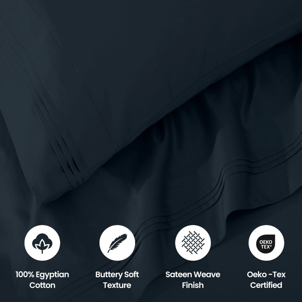 Premium 1000 Thread Count Egyptian Cotton Sheet Set - Eco-Friendly, Breathable & Hypoallergenic - Perfect for Luxury Bedding & Hot Sleepers