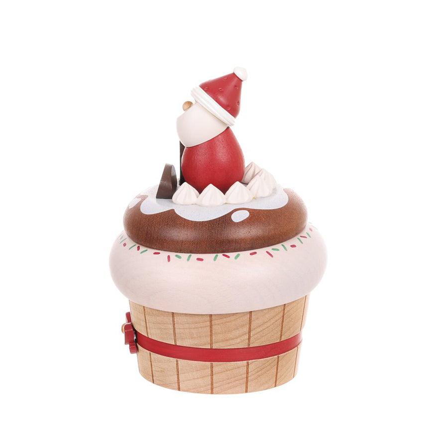 WOODERFUL LIFE Music Go Round Christmas Santa Cupcake - Handmade Wooden Musical Ornament for Holiday Tree Decor & Gift Giving