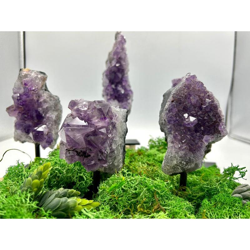 Natural Amethyst Crystal Clusters on Pins - Healing, Spiritual Growth & Energy Cleansing | Premium Brazilian Gemstones | Perfect for Meditation, Chakra Balancing & Home Decor