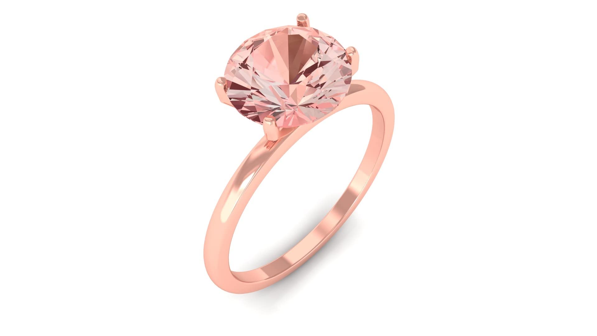 2 CT Morganite Ring for Women - 14K Solid Gold Solitaire Ring with 8 MM Round Cut Morganite, October Birthstone Jewelry | Perfect for Engagement, Anniversary, Birthday Gifts & Special Occasions