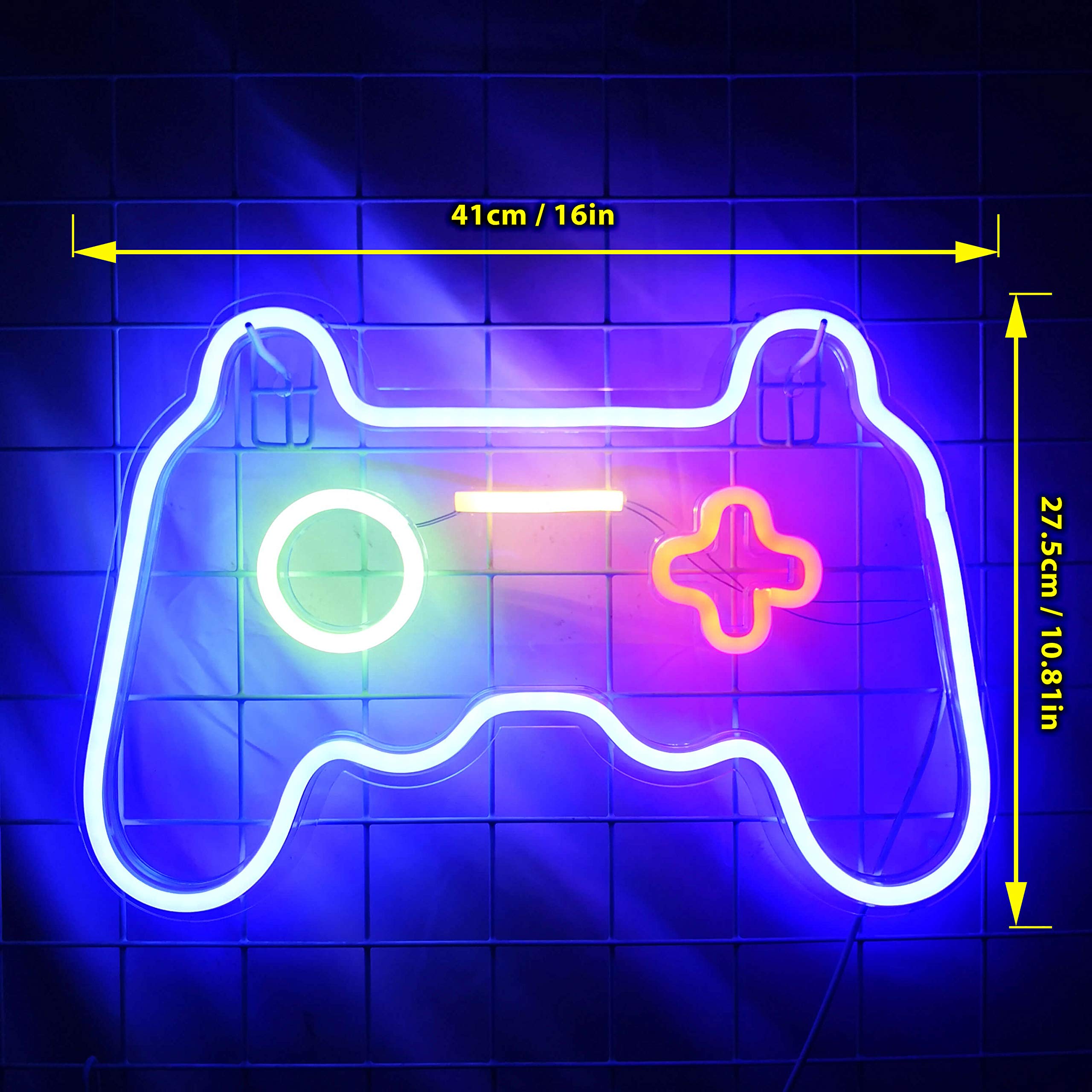 LED Neon Gaming Sign - Wireless Gamepad Shape Light for Teen Boys & Girls - Cool Gamer Gift, Gaming Room Décor for Bedroom, Man Cave, or Esports Setup - Perfect for Birthday, Christmas & Gaming Parties