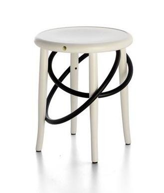 GTV Cirque Two Tone Bentwood Stool - Modern Accent Stool for Living Room, Bedroom & Entryway - Handcrafted Wooden Bar Stool with Elegant Design
