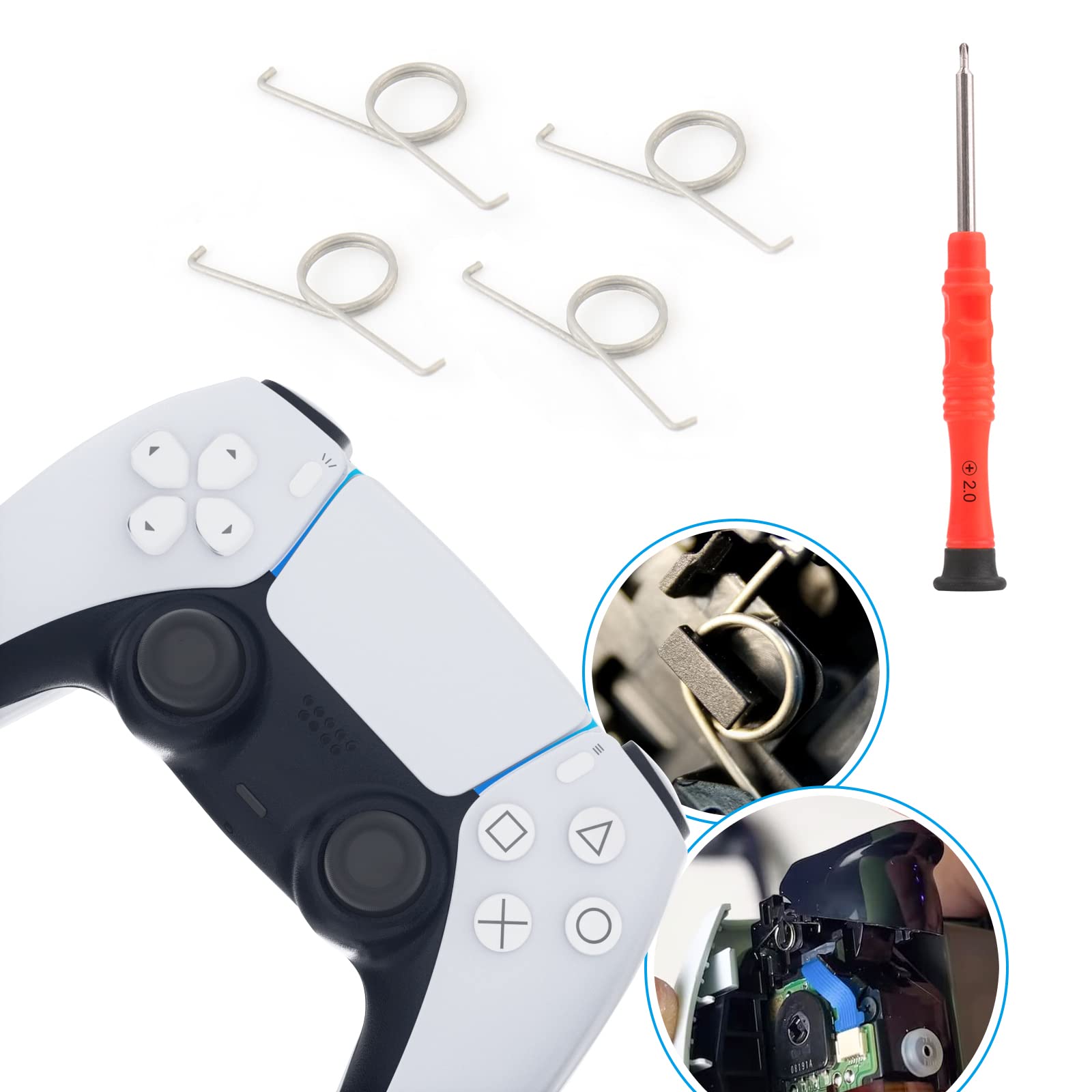 4Pcs PS5 Trigger Springs L2 R2 Repair Kit with Screwdriver for Gaming Controller Fix