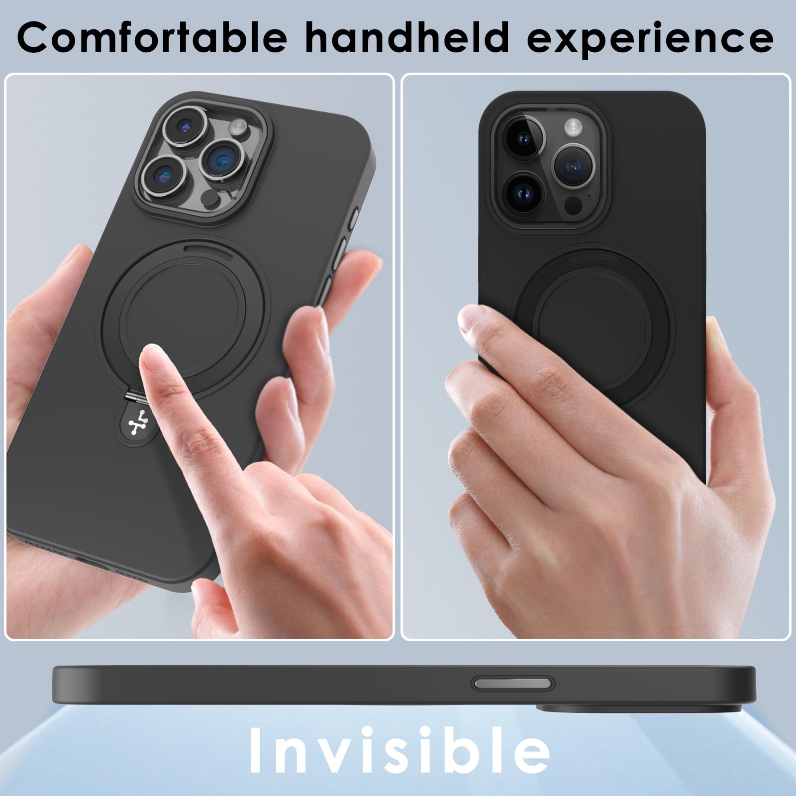 LAUDTEC Magnetic Silicone Invisible Stand Case for iPhone 15 Pro Max 6.7