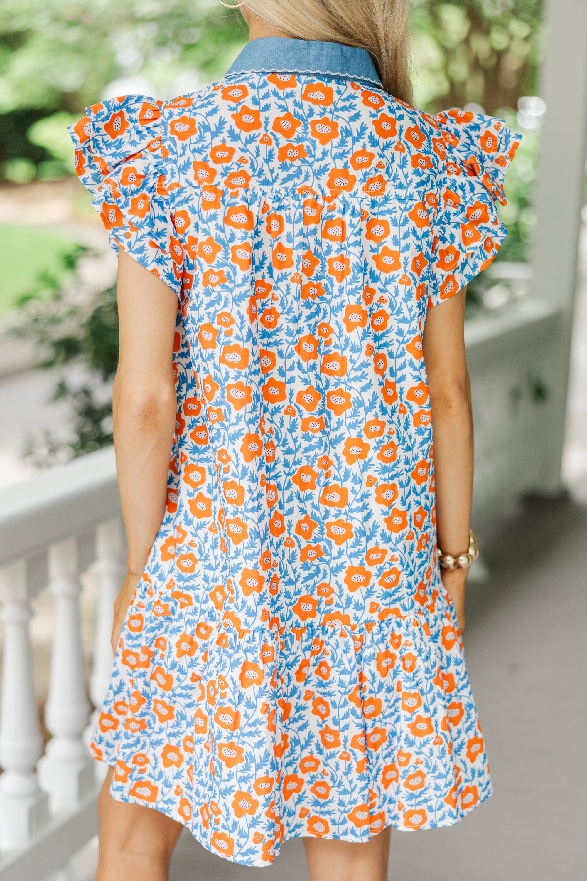 Elegant Orange Floral Dress for Women - Summer Casual Flowy Maxi Dress with Pockets - Perfect for Beach Vacation, Date Night & Outdoor Parties