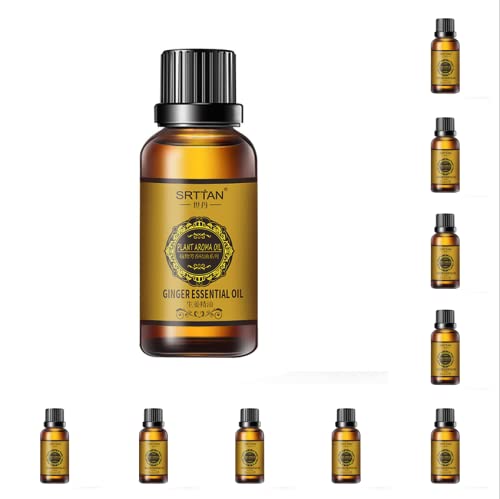 10ml Belly Slimming Ginger Oil for Lymphatic Drainage & Detox Massage - Essential Ginger Oil for Weight Loss, Stomach Fat Reduction - 10 Pack for Home Spa & Body Care