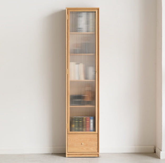 Solid Oak Wood Narrow Bookcase with Doors - Stylish Storage for Books, Decor & Small Spaces | Perfect for Living Room, Office or Bedroom Organization