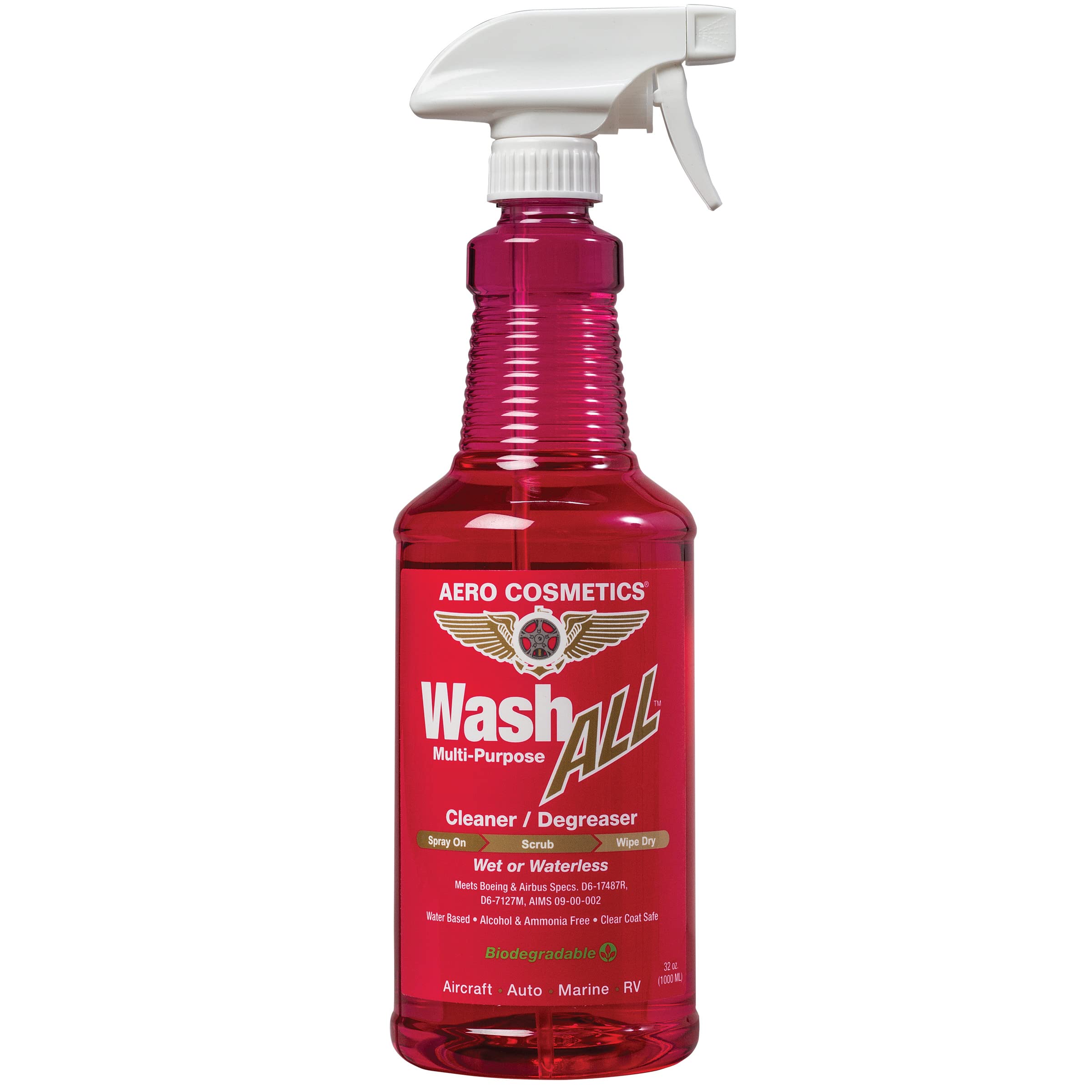 Wash All Multi-Surface Cleaner & Degreaser - 32oz with Microfiber Aero Towel & Bug Scrubber Pad | Safe for Kitchen, Bathroom, Floors, Furniture, Appliances | Perfect for Home, Car, RV & Boat Cleaning | Removes Grease, Stains & Bugs Effectively