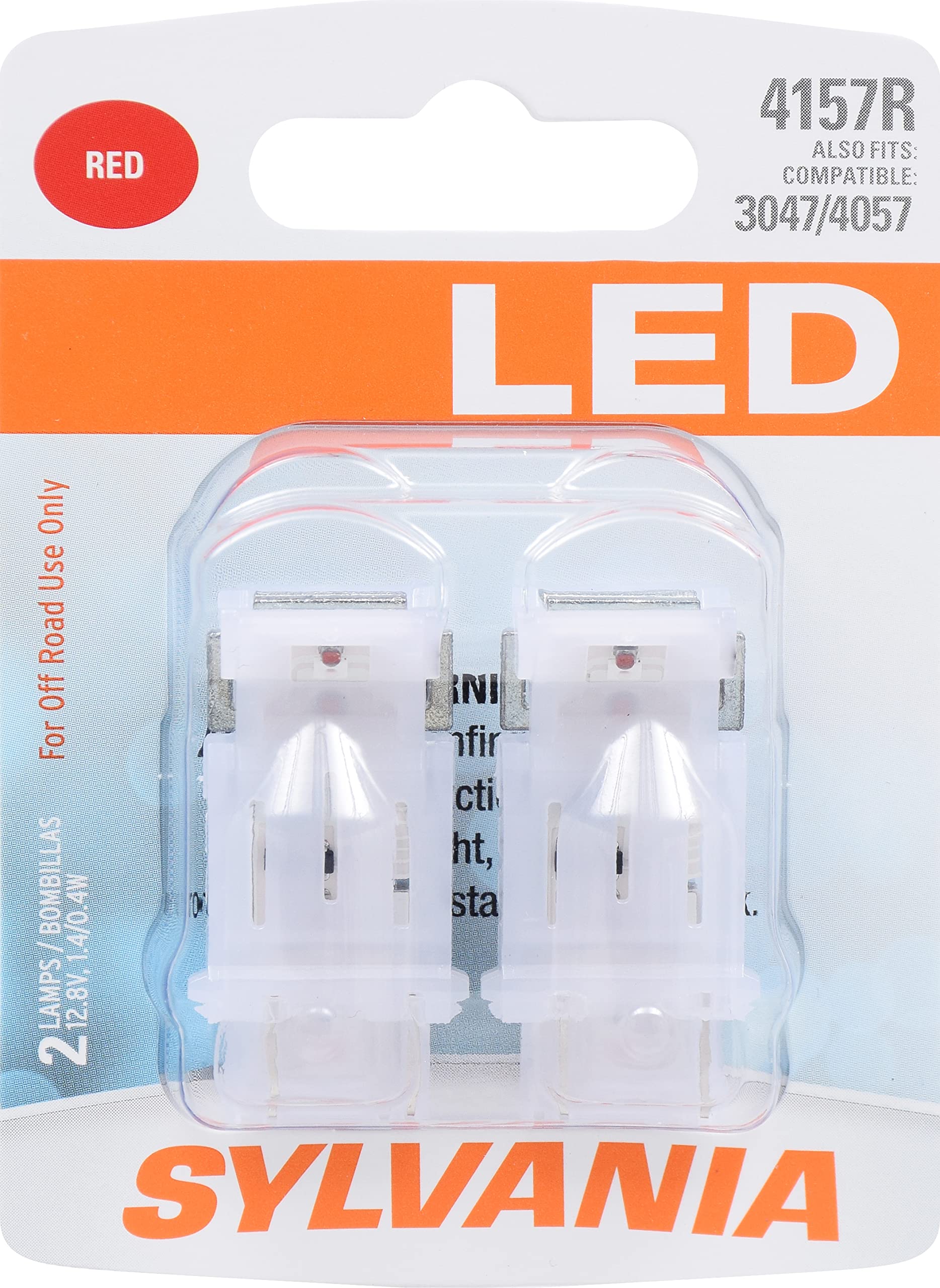 SYLVANIA 4157 LED Red Mini Bulb - Bright Stop/Tail Light Bulbs (2-Pack) for Cars & Trucks