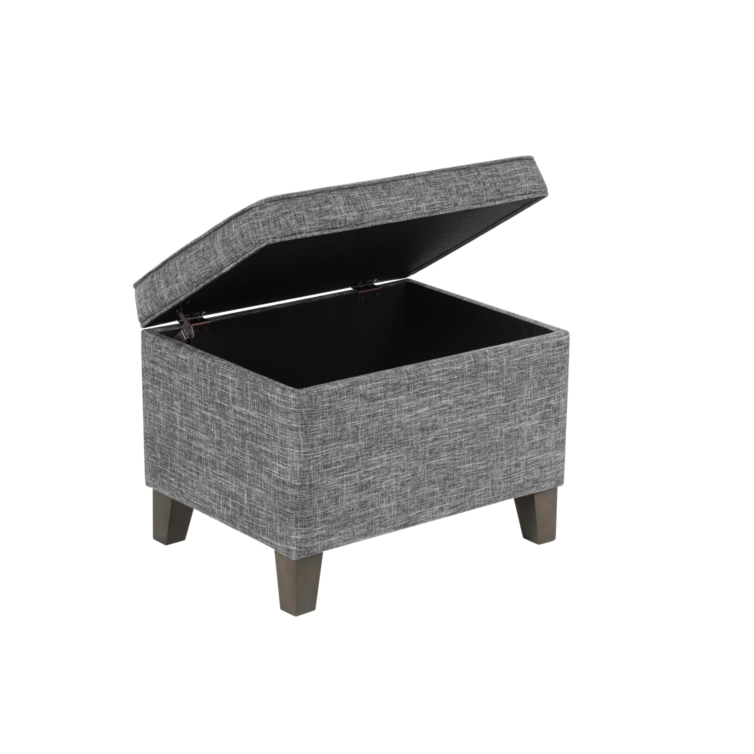 HomePop Medium Square Storage Ottoman with Hinged Lid - Grey Storage Bench for Living Room & Bedroom | Multi-Functional Footrest, Seating & Hidden Storage Solution for Small Spaces