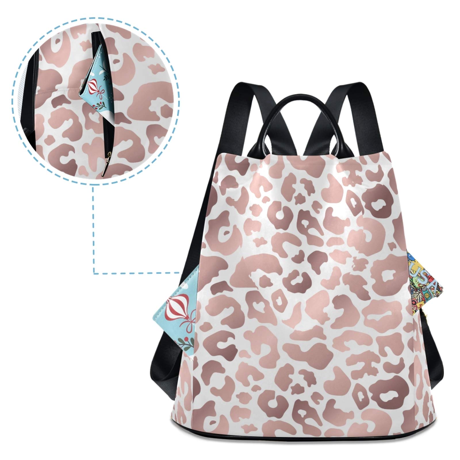 ALAZA Rose Gold Leopard Print Pink Cheetah Backpack Purse for Women - Anti Theft Fashion Backpack Shoulder Bag - Perfect for Travel, Work, School & Daily Use