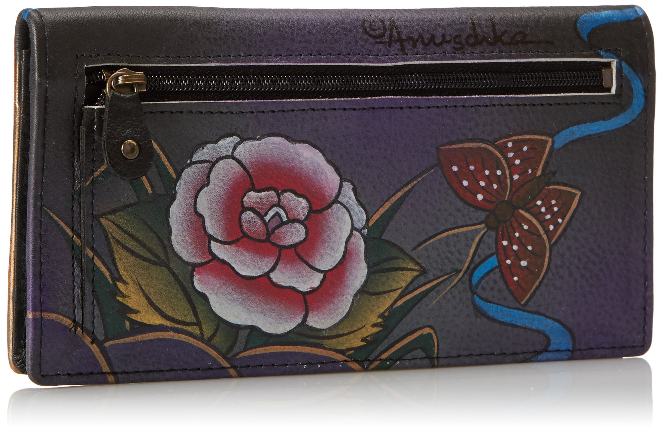 Anuschka Hand Painted Genuine Leather Two Fold Slim Wallet for Men & Women - Perfect for Everyday Use, Travel & Gift Giving