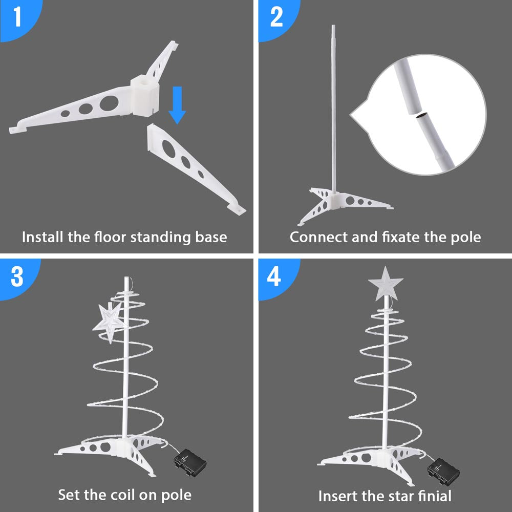 2ft Small Pre-Lit Spiral Christmas Tree with Battery Operation - Perfect for Tabletop Decor, Office, and Home Holiday Display | TheLAShop