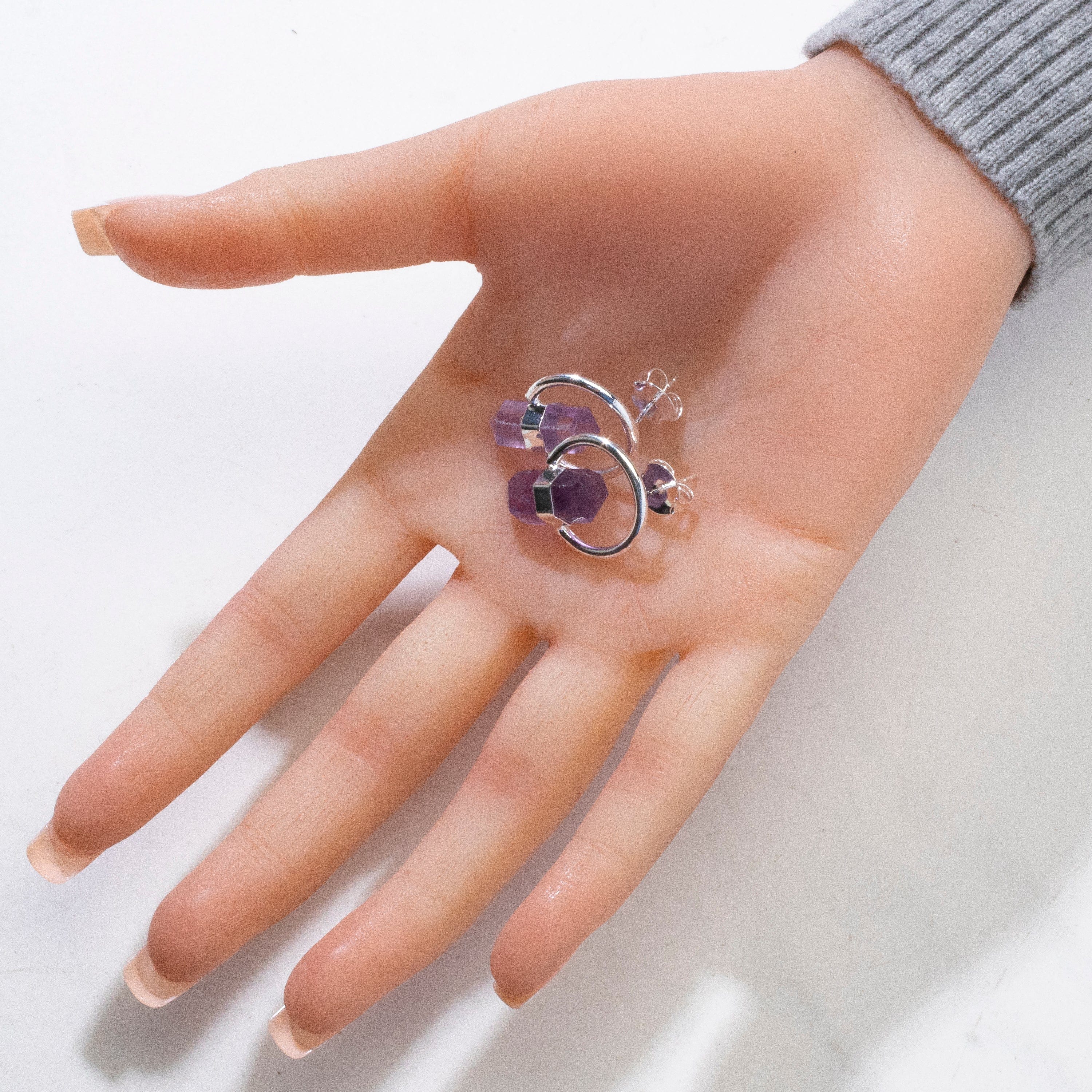 Natural Amethyst Crystal Stud Earrings for Women - Healing Stone Jewelry for Daily Wear & Special Occasions
