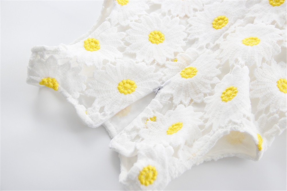 Elegant White Sunflower Girl Dress for Special Occasions | Mud Kingdom Boutique | Perfect for Birthday Parties, Weddings & Photo Shoots