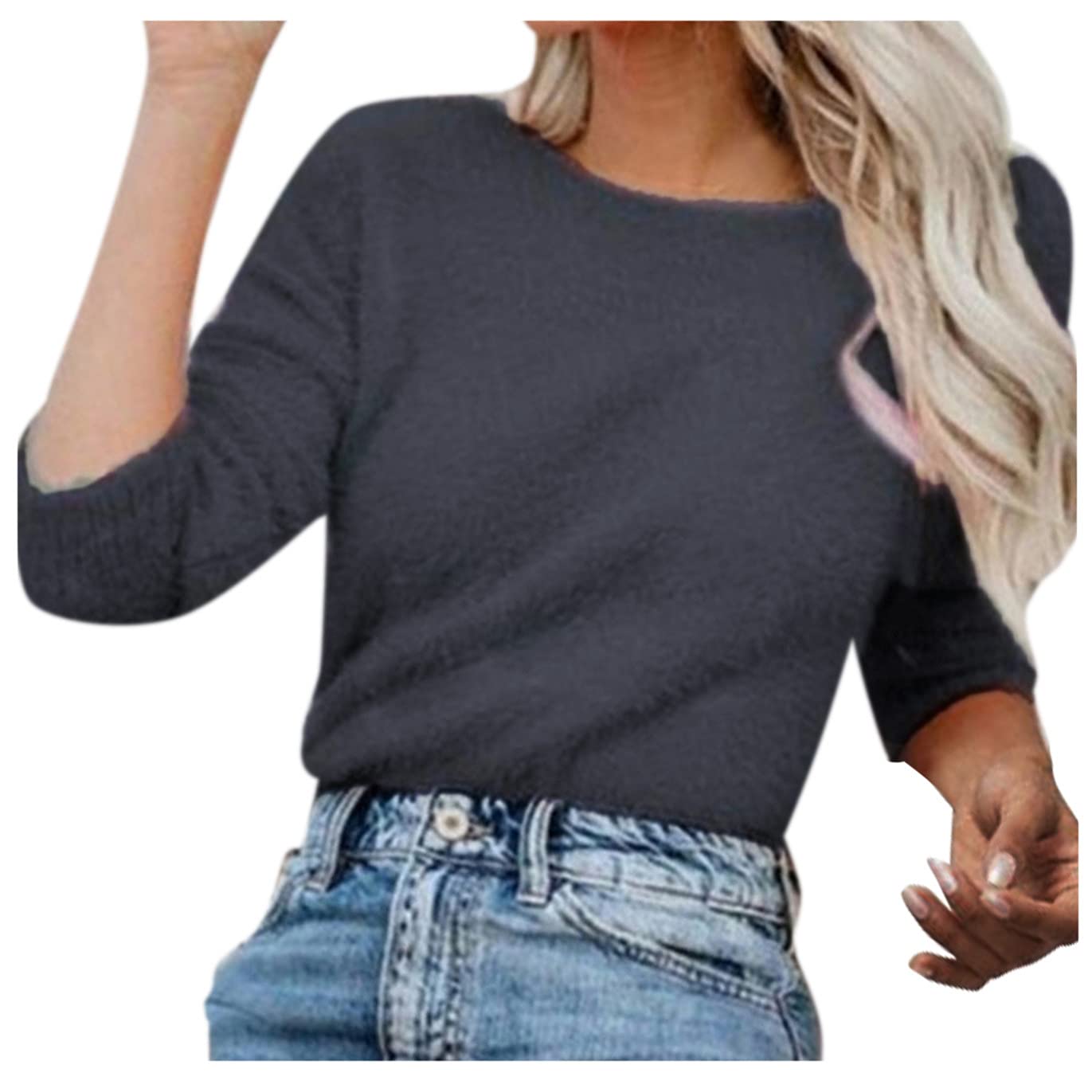 Women's Long Sleeve Round Neck Solid Red T-Shirt - Comfortable Casual Blouse for Everyday Wear, Office, and Outings