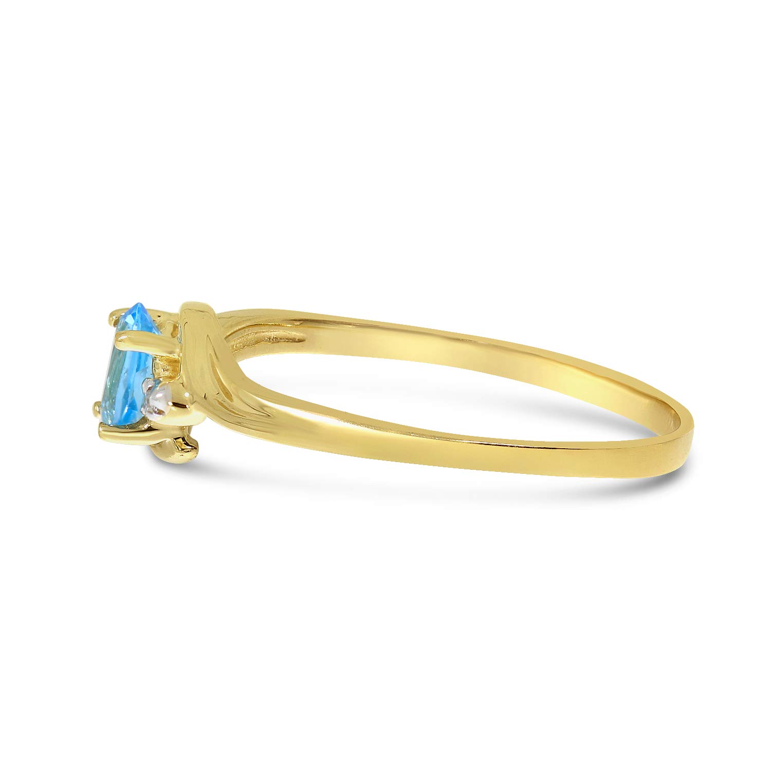 10K Yellow Gold Blue Topaz and Diamond Ring for Women - Elegant Jewelry Gift for Anniversary, Engagement, or Special Occasions